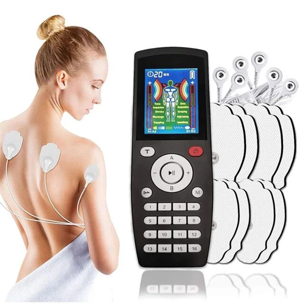 

16 Modes EMS Eletric Compex Muscle Stimulator Electrodes Pulse Physiotherapy TENS Machine 4Channel Massageador Body Pads Therapy