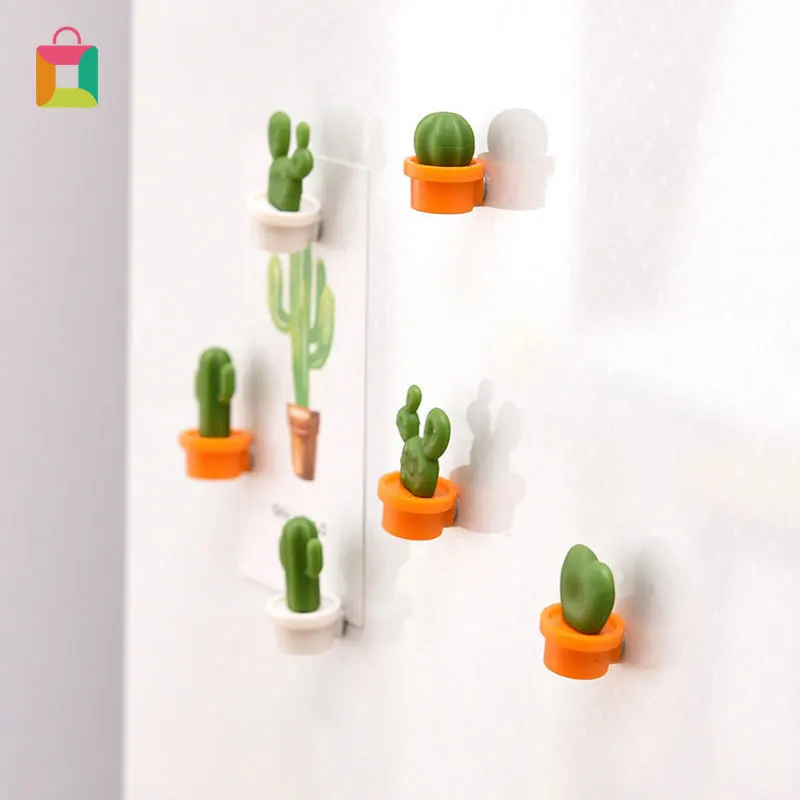 

6pcs Fridge Magnets Cute Mini Succulent Plant Vase set Magnet Button Cactus Refrigerator Message Sticker Magn NEW