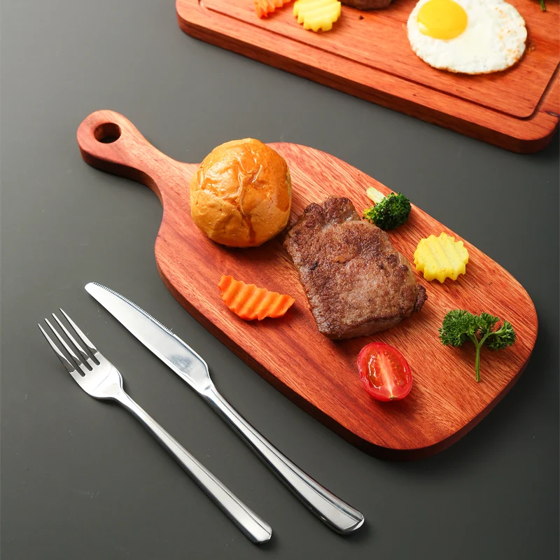 

Steak knife and fork plate set western food plate sub plate tableware three piece set household European stainless steel