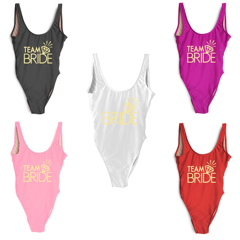 Женский слитный купальник размера плюс для мальчишвечерние с золотыми буквами