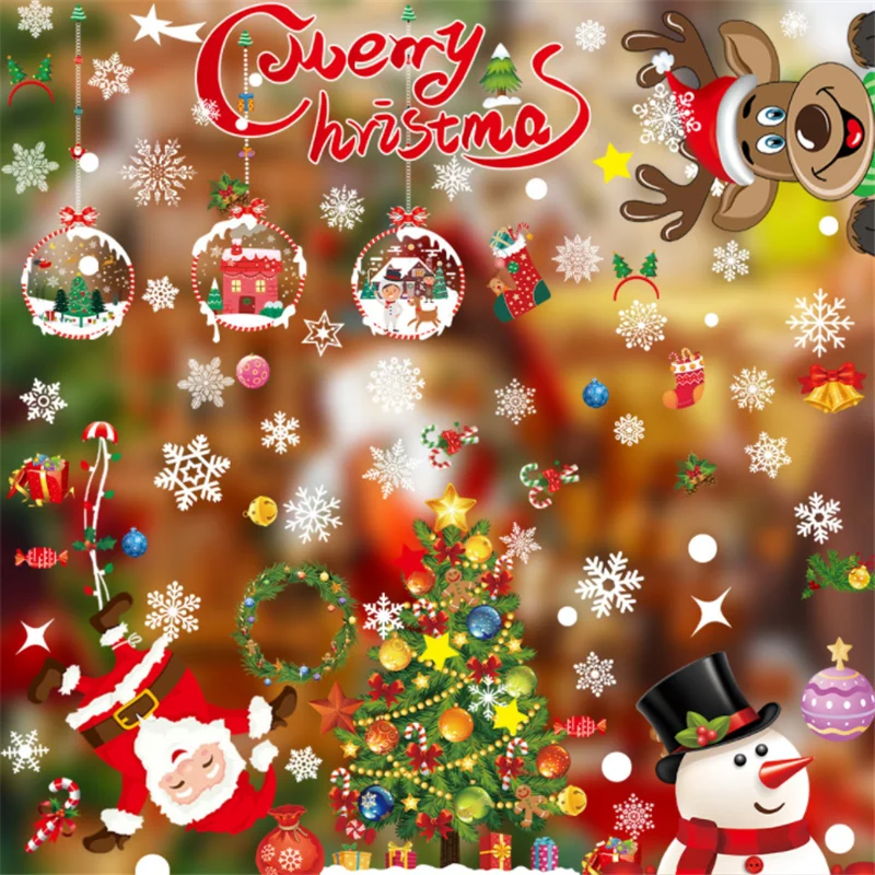 

8 шт./компл. рождественские украшения, цвет женский, белый снежинки, стикеры на стену, новогодние и рождественские украшения для дома