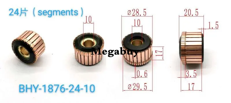 

10*28.5*20.5mm 24p Copper Bars Alternator Electric Motor Commutator Copper Commutator Armature Commutator