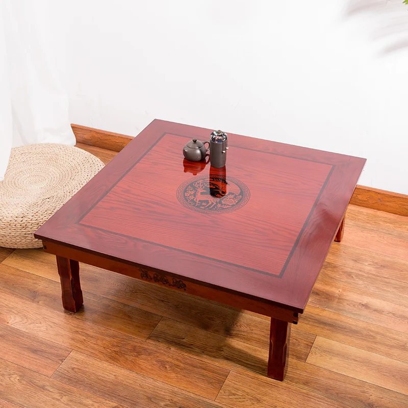 Mesa de suelo cuadrada de 80x80cm, patas plegables, muebles antiguos de lujo para el hogar, mesa baja tradicional coreana