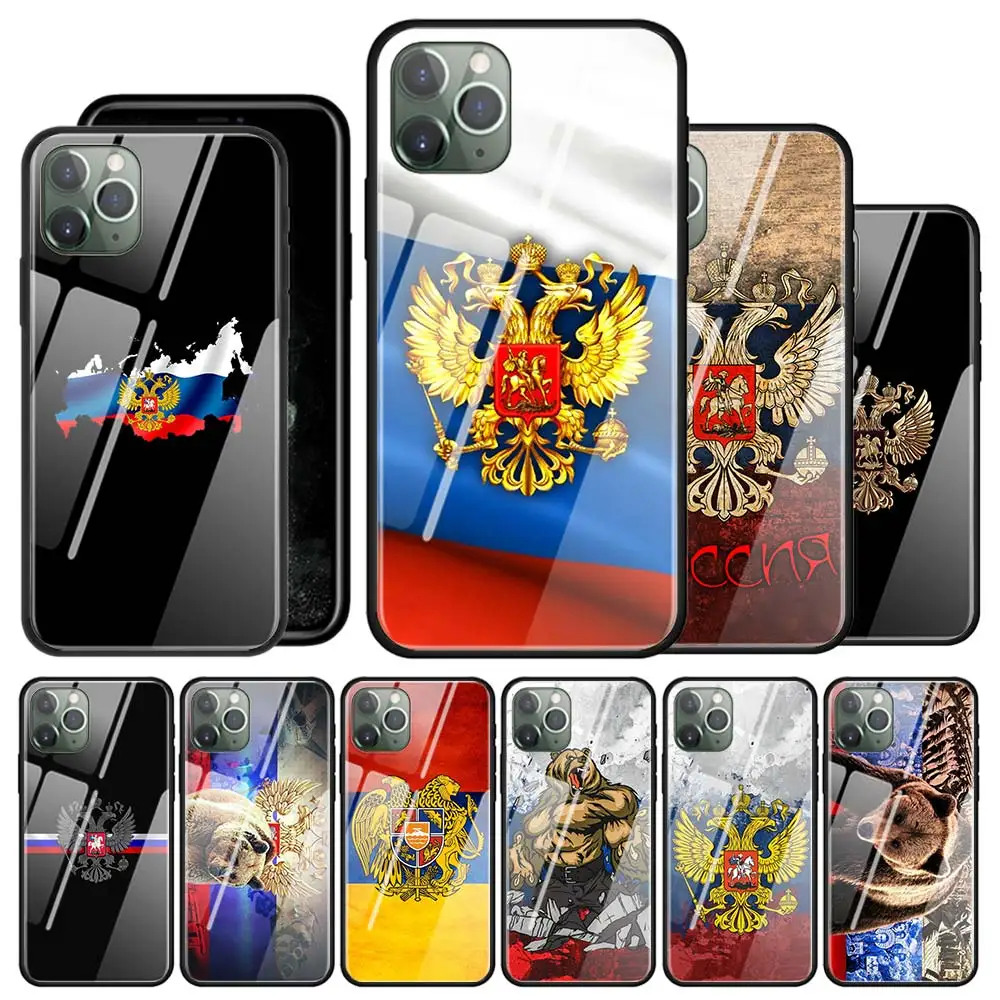 aliexpress.com - Tempered Glass Phone Case For iPhone 13 12 11 Pro Max X XS XR 7 8 14 Plus SE Black Soft Edge Cover Armenia Russia Flag Emblem