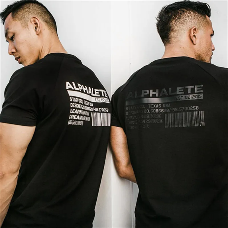 

Men T-shirt Short Sleeves black Undershirt Male Solid printing Mens Tee Brand Clothing Homme Gyms Fitness Workout shirt Clothes