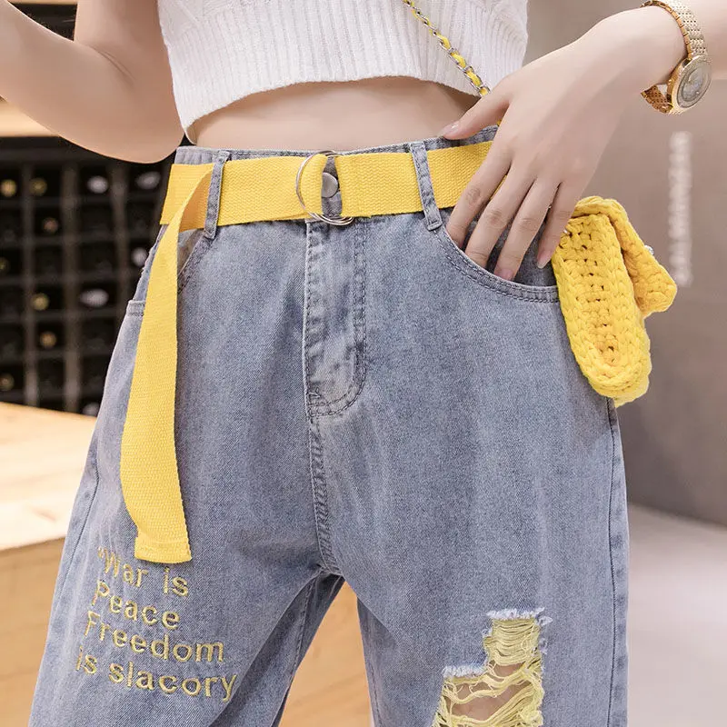 

Summer Ripped Jeans Women Loose High Waist Jeans Cool Punk Jeans Streetwear Pantalones Mujer Vaqueros Hip Hop Japan Jeans Boy