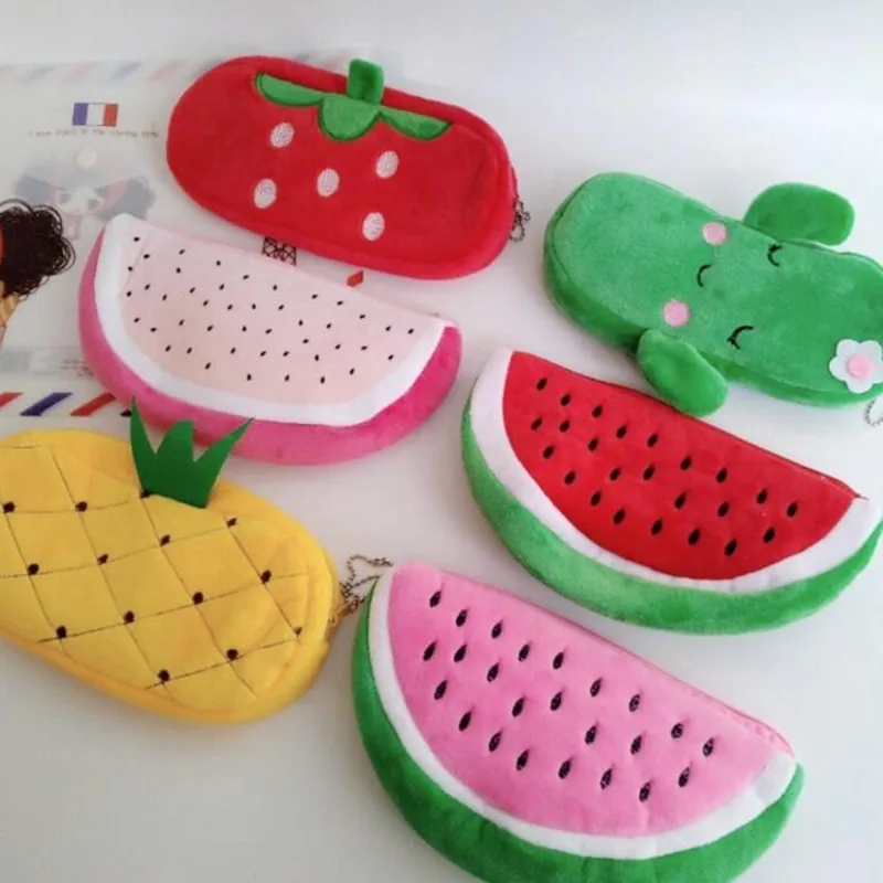 

Creative Coin Purses Fruits Series Watermelon Strawberry Cactus Plush Zero Wallet Women Student Gift Wholesale