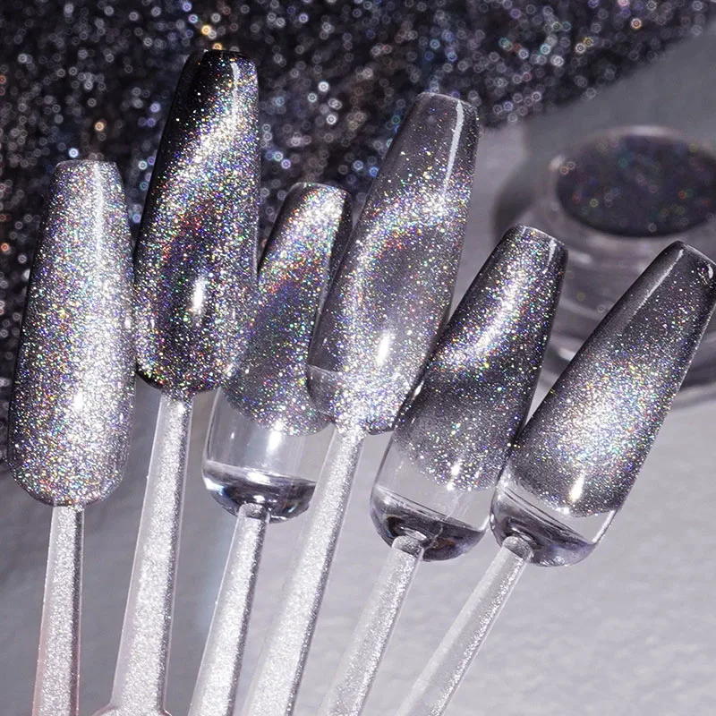 

1pc 0.3g Universal Nail Cat Eye Powder Laser Rainbow Dazzling Spar Nails Art Glitter Soak Off Phototherapy Colorful Nail Decals
