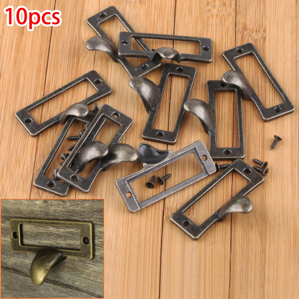 10 шт. старинный латунный ярлык ящика ручка шкафа имя держатель для карт шкаф