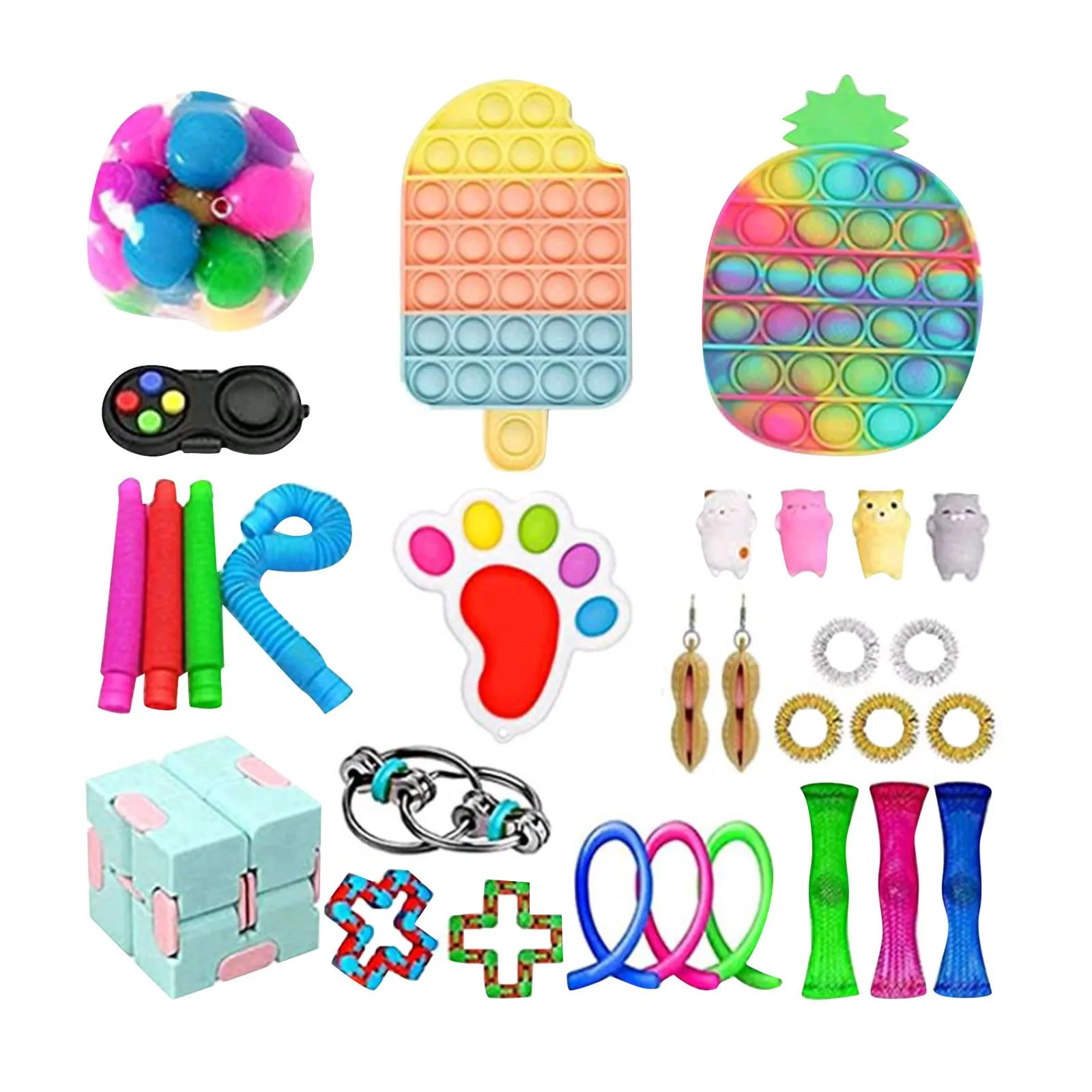 

30Pack Fidget Toys Anti Stress Set Stretchy Strings Push Gift Pack Adults Children Squishy Sensory Antistress Relief Figet Toys