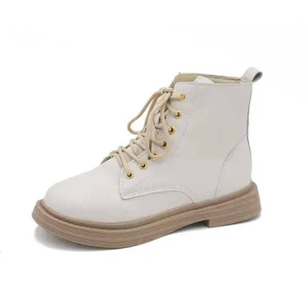 Women's Rubber Boots Shoes Lace Up Booties Ladies Bootee Woman Low Heels booties Round Toe Luxury Designer Rain Mid Calf - Color: 2