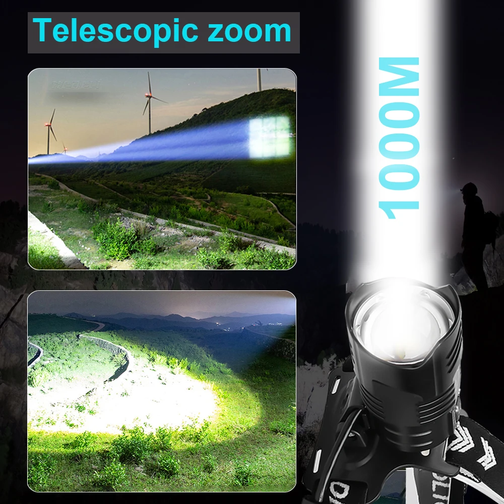 

XHP120 LED Headlamp Flashlight Powerful USB Rechargeable Head Torch Waterproof Headlight XHP50.2 Hunting LED Lantern Use 3x18650