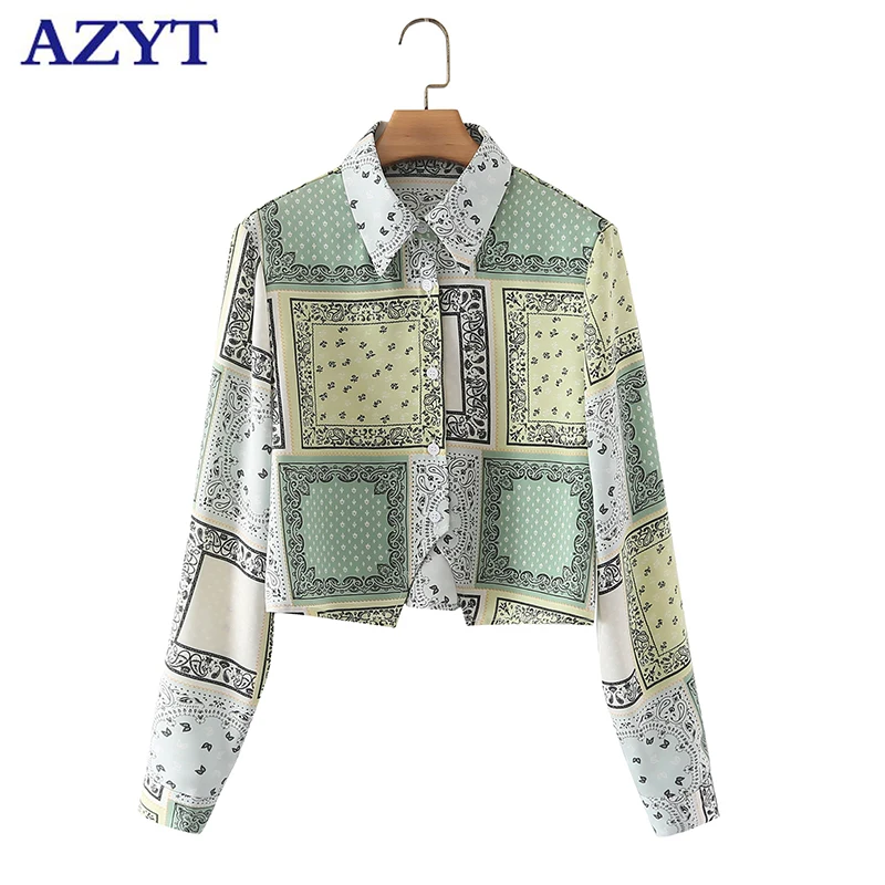 

AZYT Spring Autumn Turn Down Collar Women Blouses Vintage Style Long Sleeve Buttons Women's Shirt Casual Blusas Mujer 2022