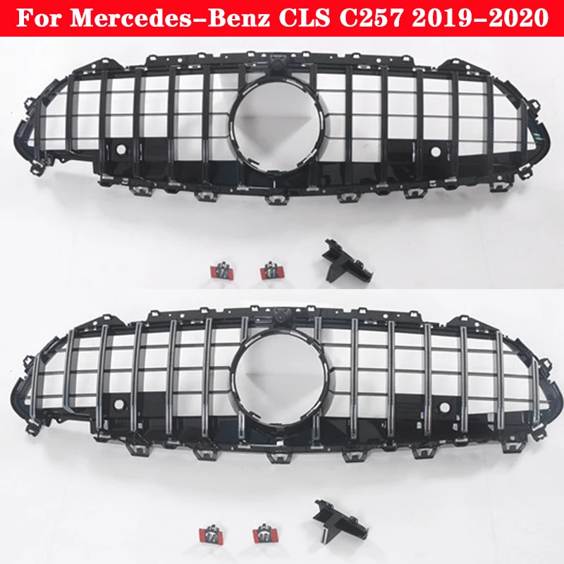 

Car styling Middle grille for Mercedes-Benz CLS class C257 2019-2020 GT ABS plastic Silver Black front bumper grill Center Grill