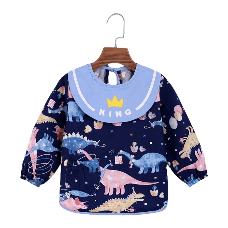 

Waterproof Baby Cartoon Bibs Kids Adjustable Infant Long Sleeve Painting Apron A2UB