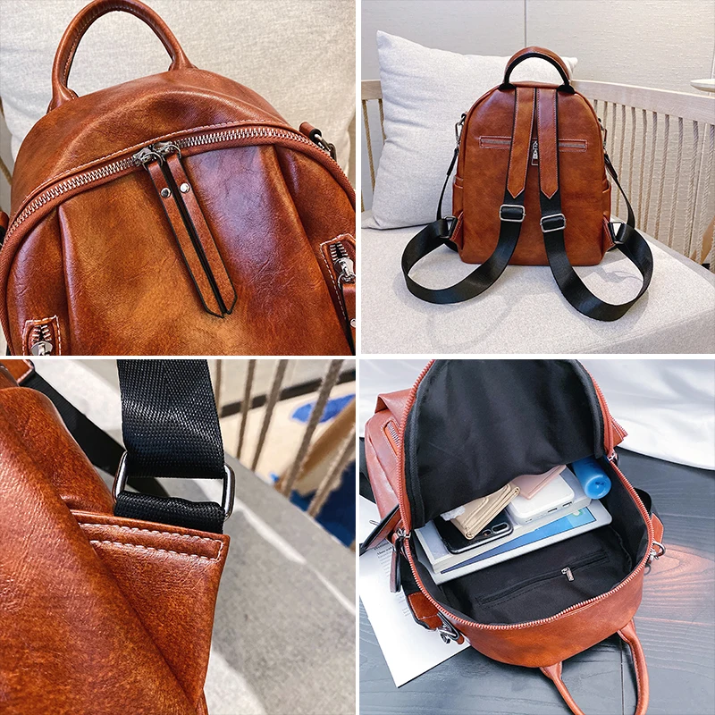 

JIEROTYX 2020 New Style Lady Backpack Fashion Simple PU Leather Dual Purpose Leisure Soft Leather Shoulder Backpack Wholesale