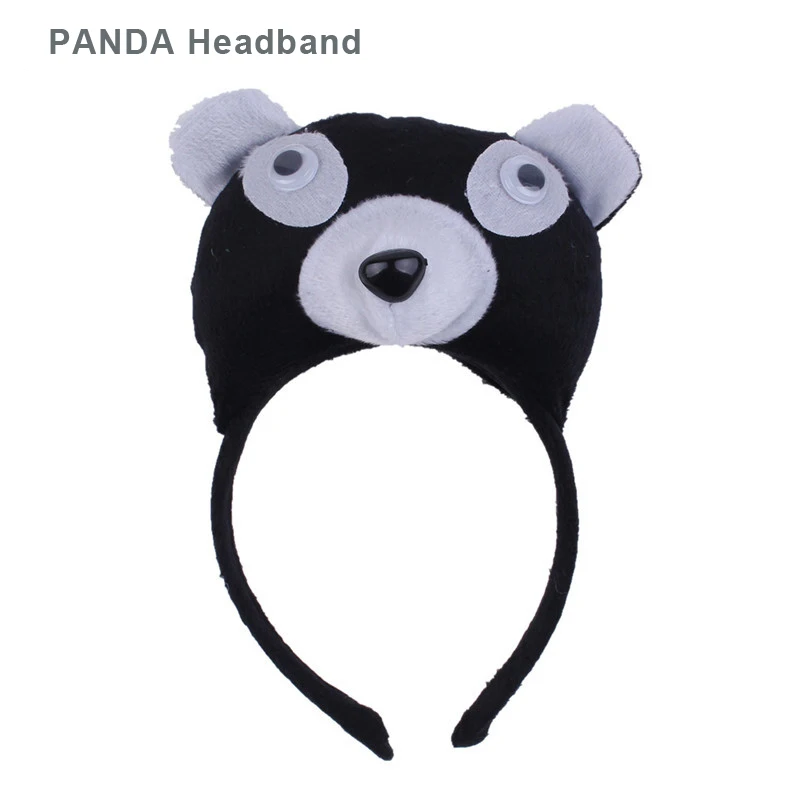 PANDA Headband Милое животное ухо оголовье плюшевые стерео обезьяна лиса Тигр повязка для волос для детей взрослых Косплей головные Уборы Хэллоуин Рождественская вечеринка - Цвет: PANDA Headband