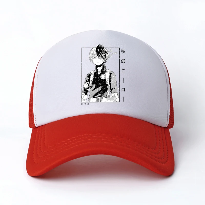 

new Anime My Hero Academia Casual Plain Mesh Kawaii Baseball Cap Adjustable Snapback Hats for Women Men Hip Hop Trucker Cap