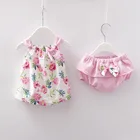 Летний комплект из 2 предметов, платье без рукавов и трусы, с принтом в полоску, для новорожденных, на возраст от 0 до 24 месяцев, Красивые наборы одежды