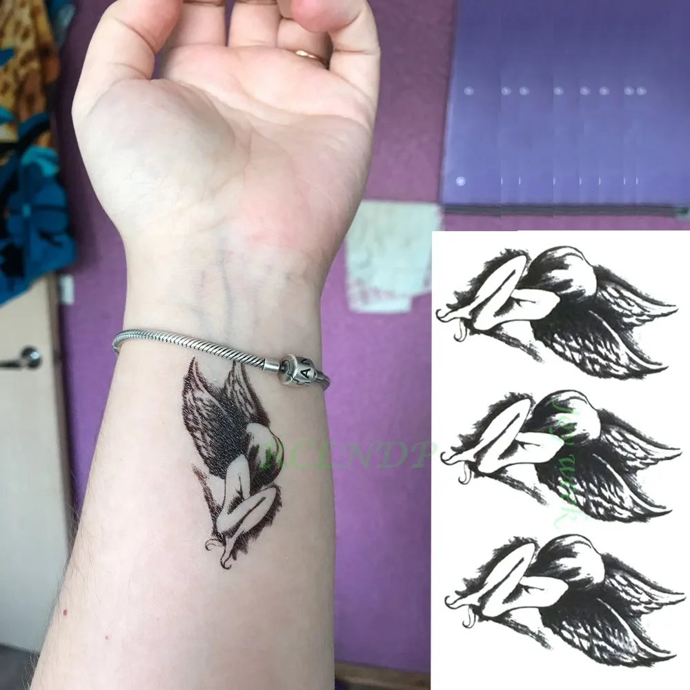Водонепроницаемая Временная тату-Наклейка на тело искусство Крылья Ангела