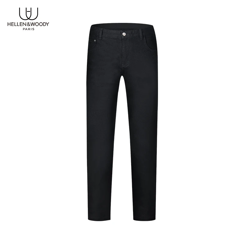 HELLEN&WOODY Jeans for Men Slim-fit Chinos in Stretch Cotton Black Jeans Mens Clothing 2020