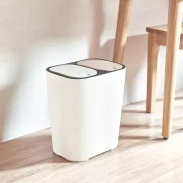 Новая Xiaomi Mijia Youpin двойная крышка сортировочная корзина бежевая сухая и влажная разделительная, пуш-открытая крышка двойная крышка дизайн