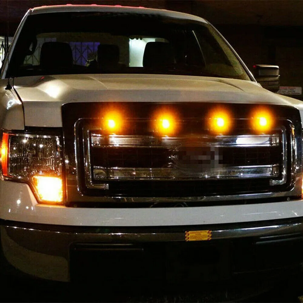 

4Pcs Smoked Front Grille Amber LED Lights Kit For Toyota Tacoma w/TRD Pro Grill LED Strip Light LED Turn Signal Lights For Auto