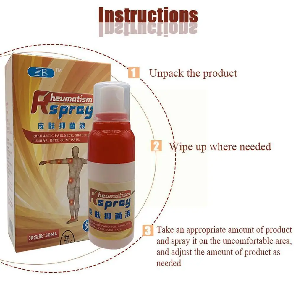 

30ml Pain Relief Spray Rheumatism Arthritis Muscle Knee Orthopedic Waist Pain Sprain Plaster Back Shoulder Medical Hot Spra H5m7