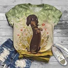 Футболка женская оверсайз с 3D принтом животных, топ с круглым вырезом и коротким рукавом, 30 # размера плюс