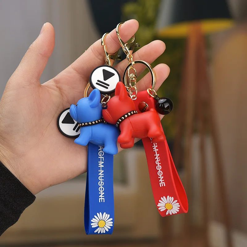 Модный силиконовый брелок для ключей Daisy Bulldog автомобильный из искусственной