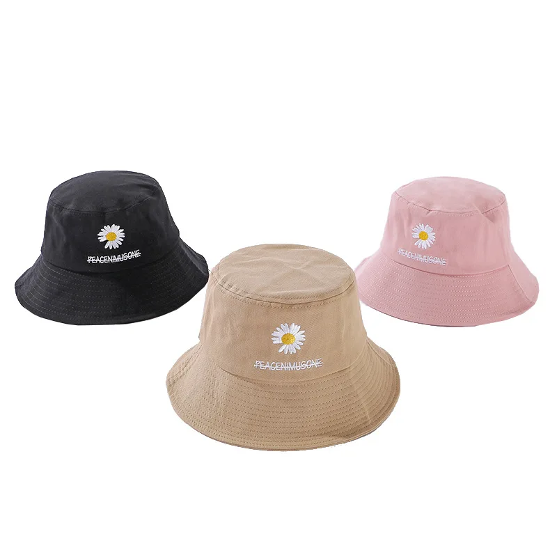 

INS Hot Blogger Fashion GD PEACEMINUSONE Daisy Flower Cotton Bucket Hat Women Men Cap