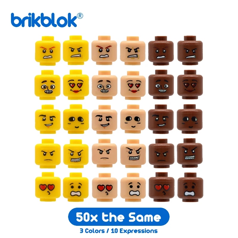 Основная серия 50 шт в наборе мини головка Brick Heads пользовательские выражение лица