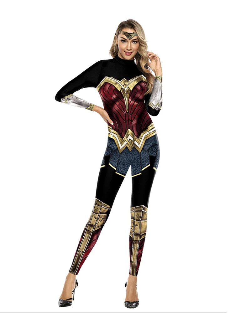 diana costumes women superhero jumpsuits halloween costume for women sexy tights diana cosplay carnival disfraz mujer free global shipping