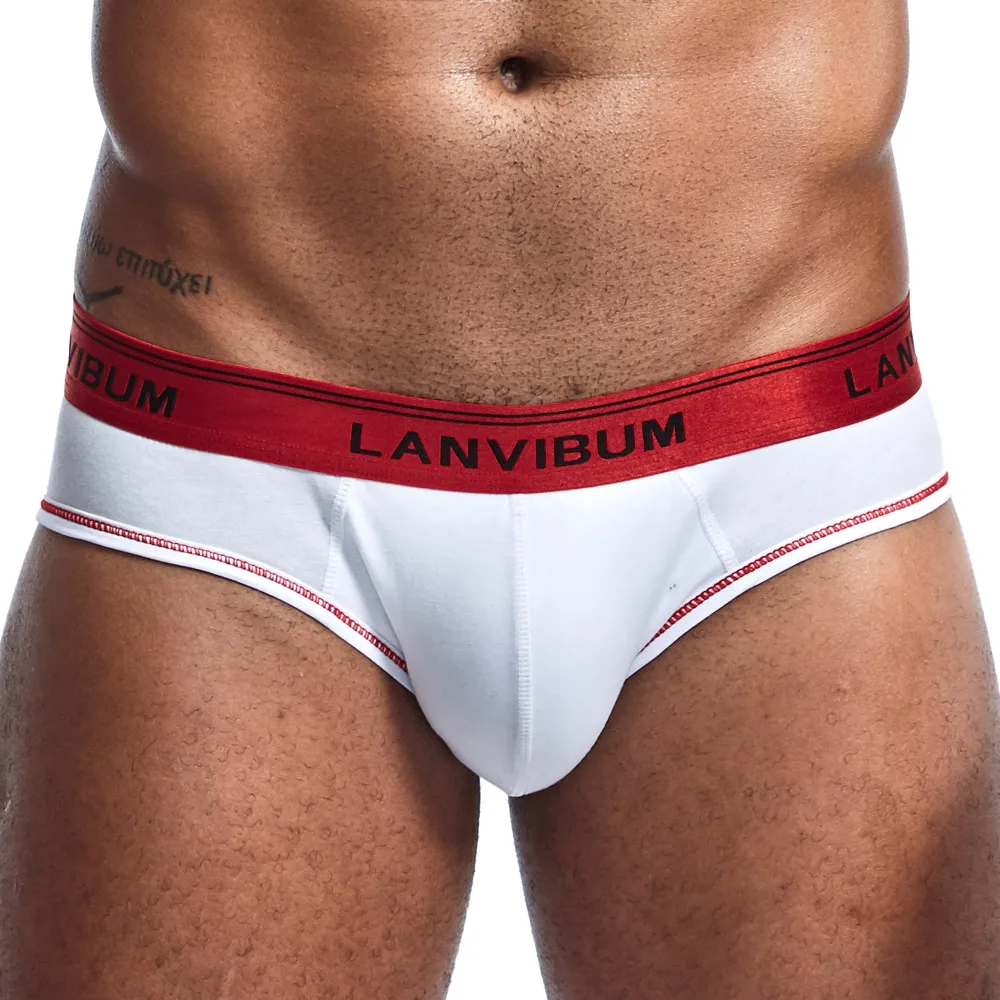 LANVIBUM men underwear fashion dazzle Elastic band breathable soft cotton underpants male shorts briefs for man |