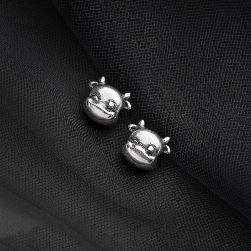 

MEETSOFT Vintage S925 Sterling Silver Cute Cow animals shape Beads DIY Handmade Necklace Decoration Bracelet Accessory Gift