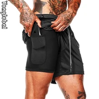 male compression running shorts mens 2 in 1 fitness double deck quick dry jogging pants sports training shorts with pockets men