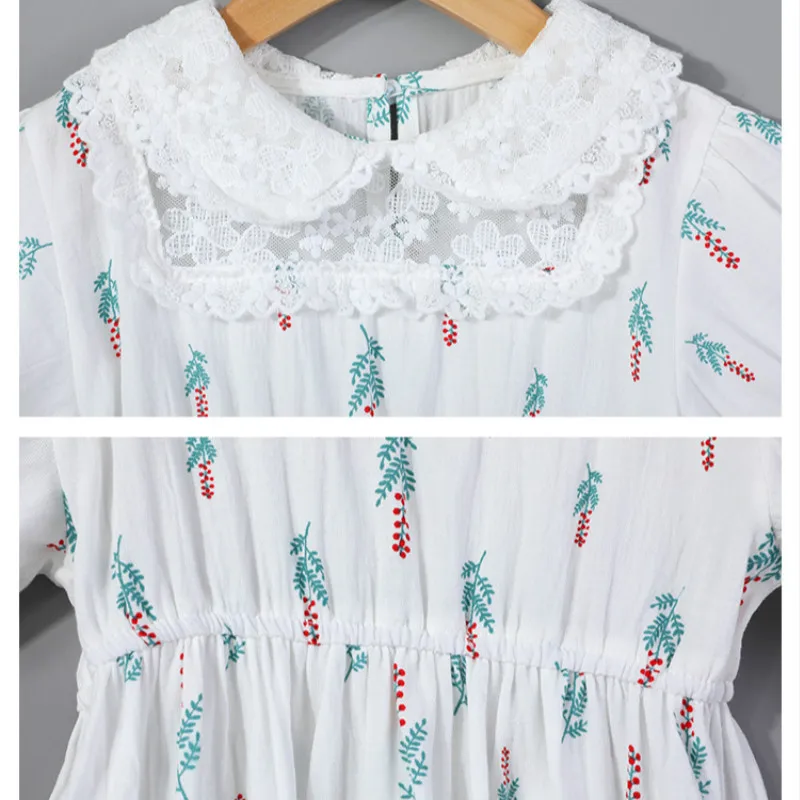 

2020 Summer New Girls Sweet Dresses Doll Collar Floral Print Baby Princess Dress Lace Cute Toddler Children Dress Cotton, #8409