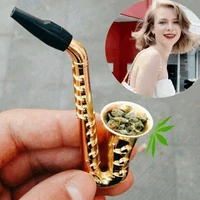 unique saxophone mini portable smoking pipes metal tobacco pipe hookah gift mesh sax creative small speakers pipe mens favorite