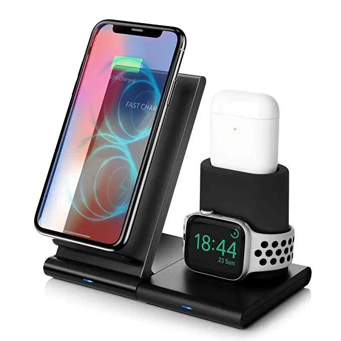 10 Вт быстрое зарядное устройство 3 в 1 Беспроводное для AirPods iPhone 11 Pro Samsung S10