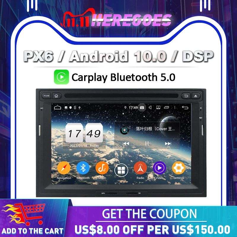 Автомобильный DVD плеер DSP PX6 Android 10 0 32 Гб 64 GPS Wifi RDS Авторадио для PEUGEOT PG 3008 5008 Partner CITROEN