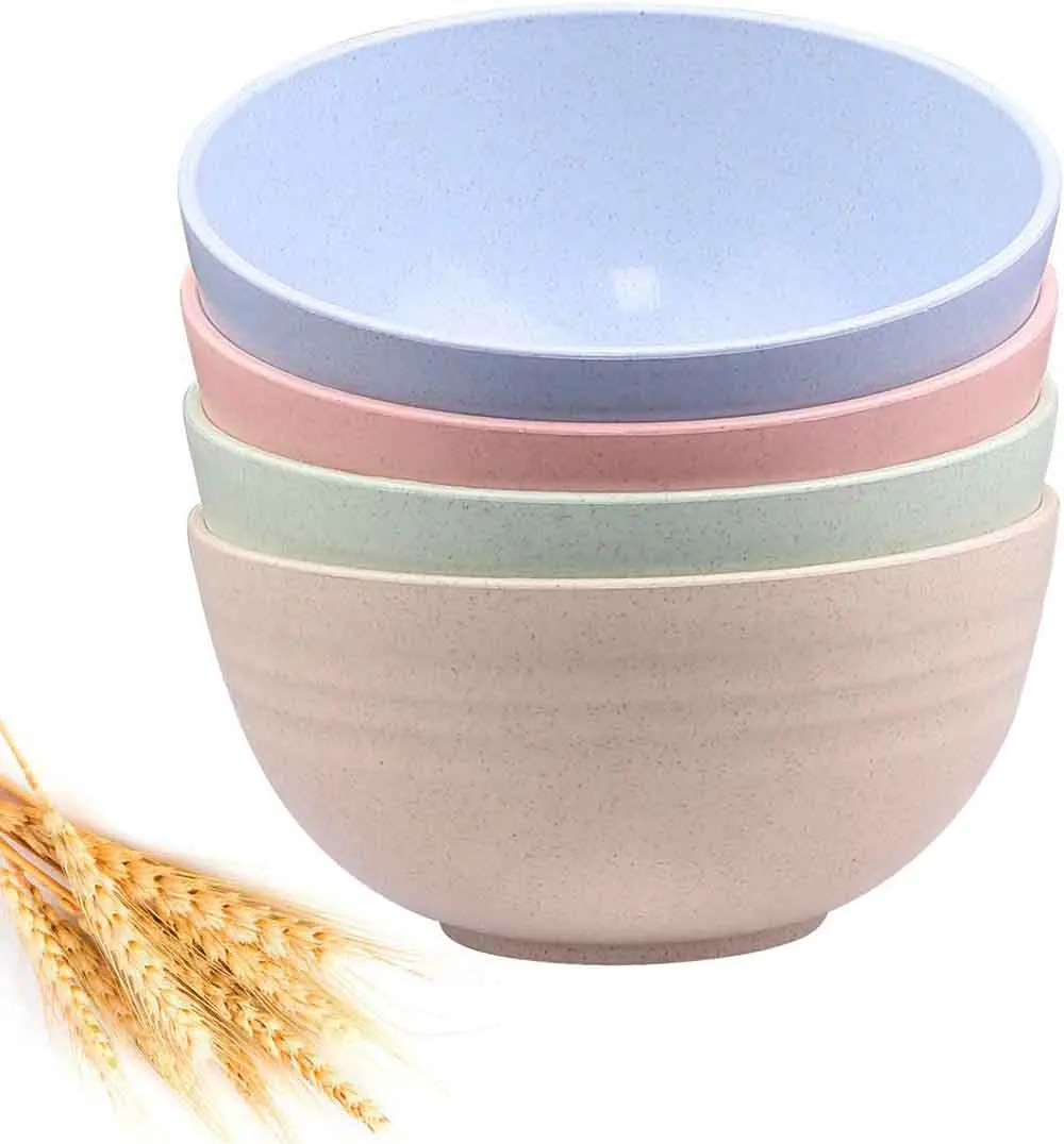 

4Pcs Cereal Bowl Set Wheat Straw Fiber Lightweight Bowls Dishwasher and Microwave Safe BPA Free for Kids Noodle Rice Soup Salad