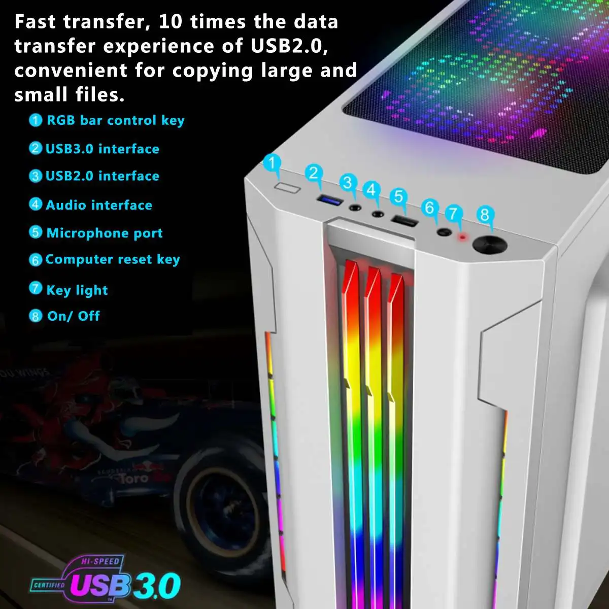 Электрический чехол для ПК с Rgb светильник Акриловая боковая плата 3SSD 1HDD ATX/MATX/ITX 8 вентиляторов 280 мм видеокарта 397*197*423 мм