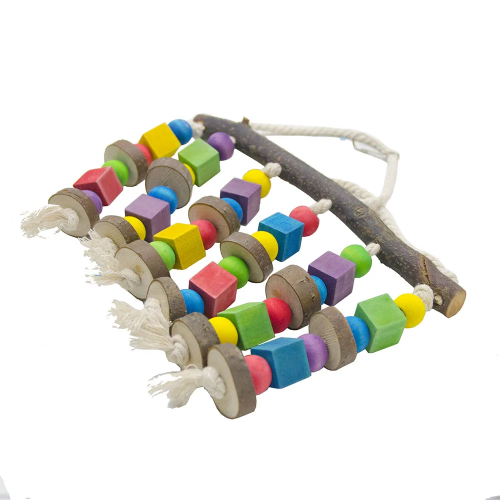 Большие и средние игрушки попугая жевательные деревянная хлопковая веревка с