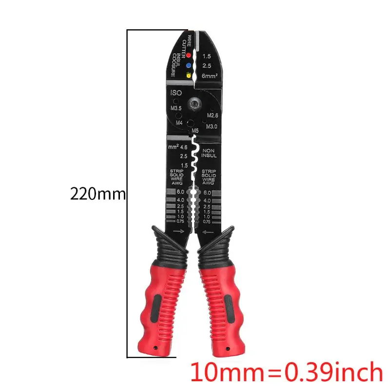 

Multi-function Wire Striper Cutter Crimping Plier Electric Cable Cutting Tool With Textured Grip Handle
