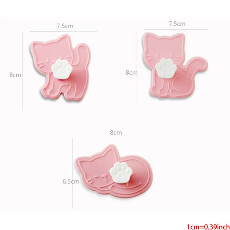 

3Pcs/set Cute Cat Cookie Molds Fondant Cutter Biscuit Cutter Cake Pastry Mold Decoration Kitchen DIY Baking Supplies