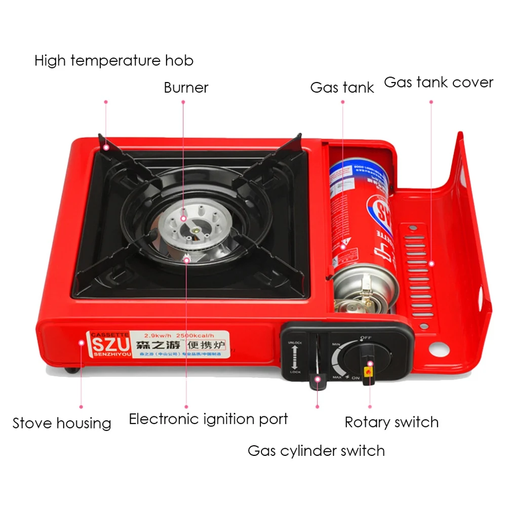 Желтый открытый портативный кассета газовая плита ветрозащитный дикий газ