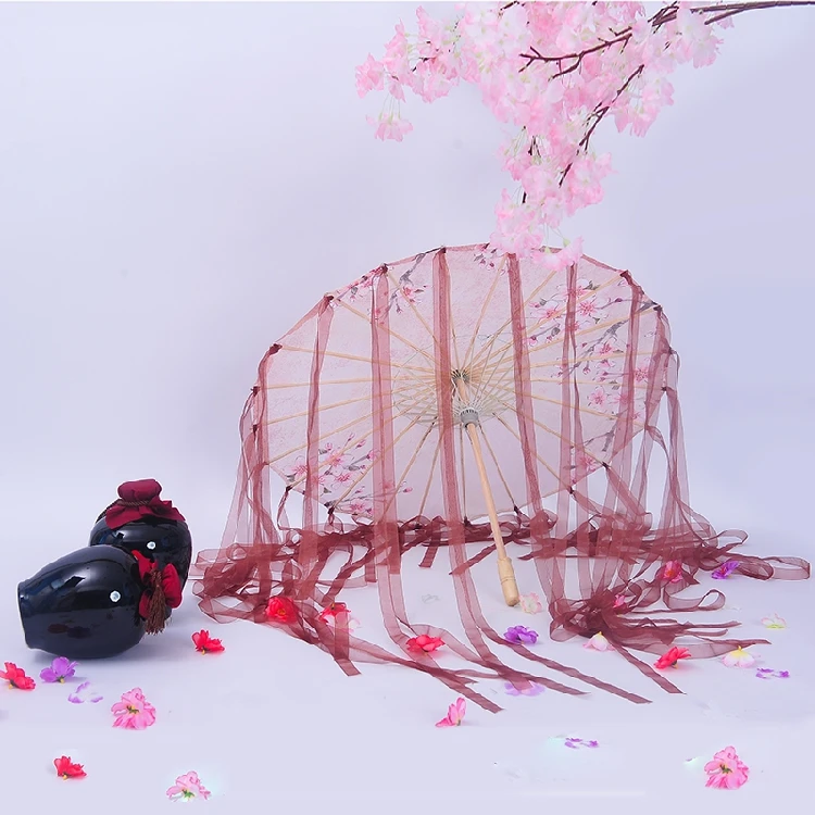 

Ancient Times Umbrella With Hanfu Umbrella Antique Style Oil Paper Umbrella Rainproof Ribbon Umbrella Hanfu Handheld To With