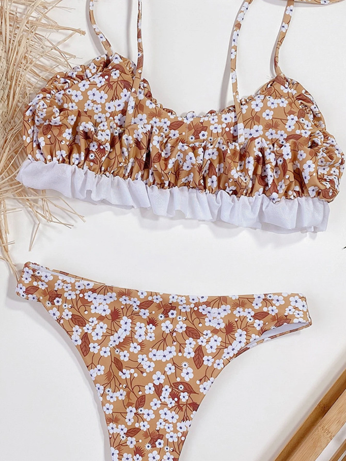 

ZTVitality Floral Print Fold Sexy Bikinis Push Up Bikini 2021 New Arrival Padded Bra Ruffles Swimsuit Female Swimwear Women S-L