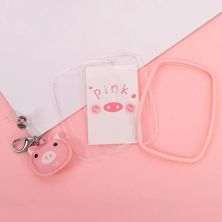 1 шт. Kawaii милый поросенок кредитный банк ID держатель для карт брелок автобусные карты защитный чехол для девочек школьные офисные канцелярские принадлежности