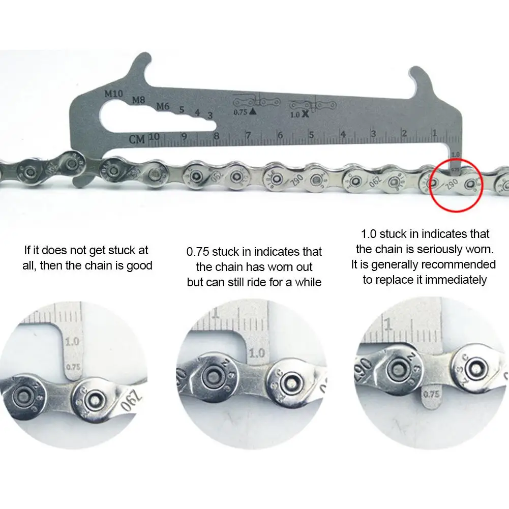 

Bicycle Chain Ruler Metal 10 cm Checker Chain Wear Indicator Tool for Mountain Bike/Folding Bicycle/Road Vehicles/MTB